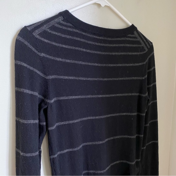 Theory Wool Blend Milly New Steady Stripe Tie Waist Fit n Flare Sweater Dress- M - Picture 5 of 10